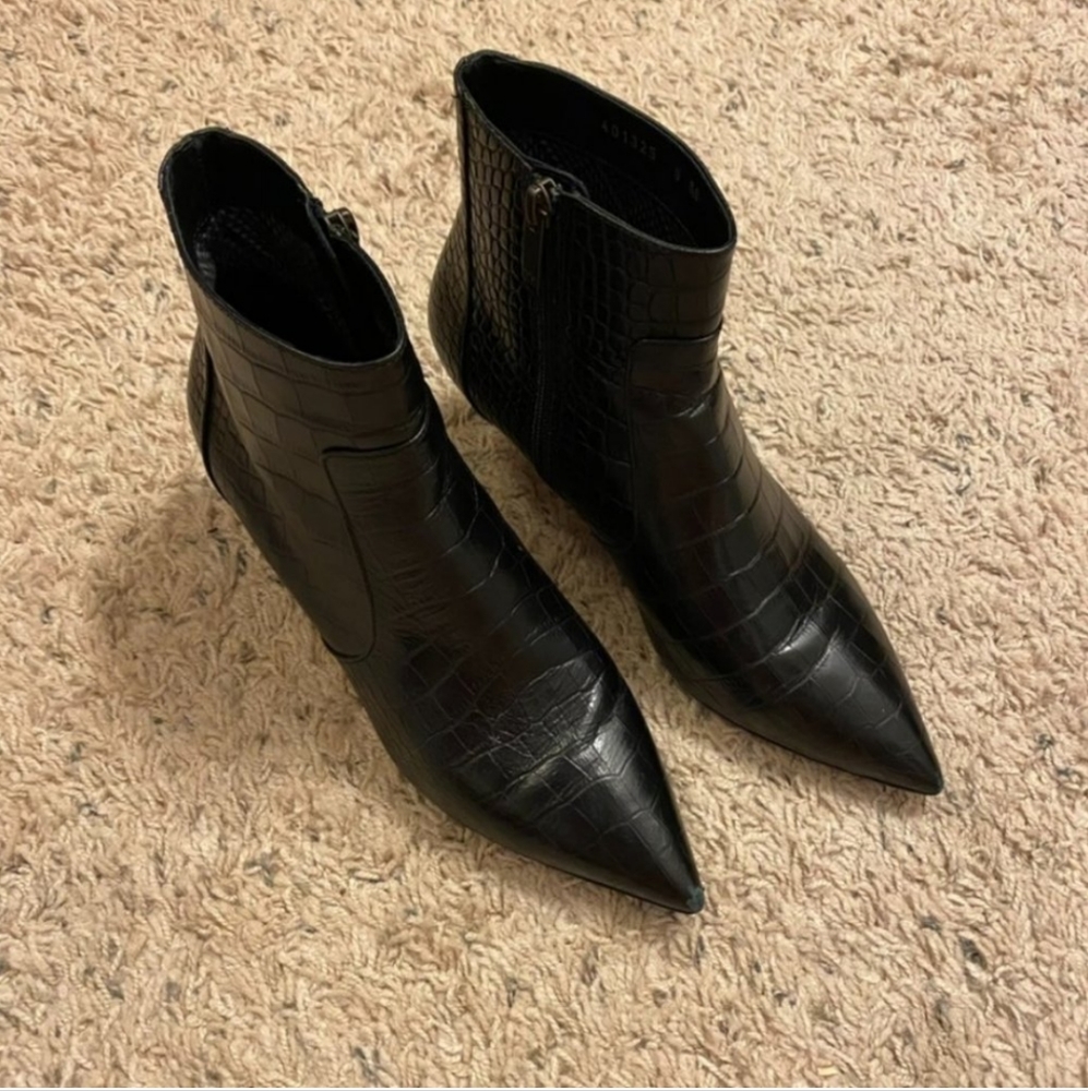 Black Aquatalia Croc Embossed Booties